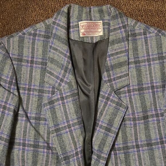 Vintage Pendleton Petite Purple Pink Gray Wool Size 10 Blazer - Picture 2 of 8